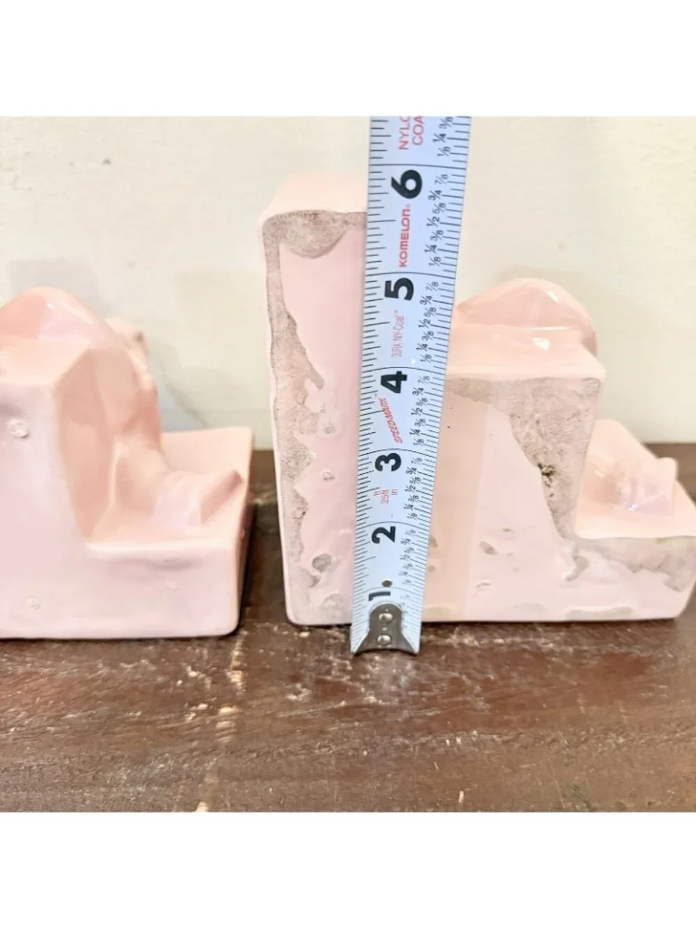 Vintage Pink Ceramic Girl Figurine Planters Pair Retro Kitsch Nursery Decor